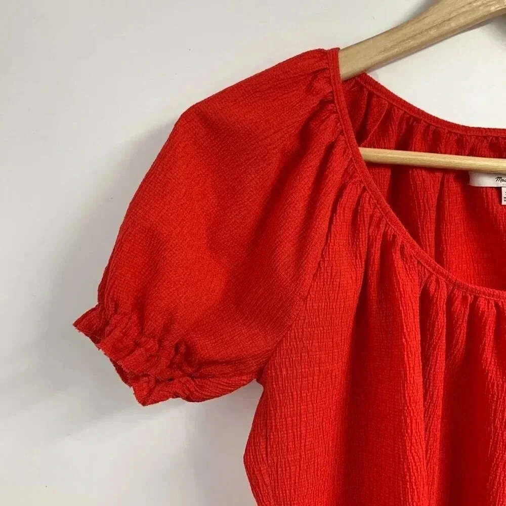 Madewell‎ Texture & Thread Women's Peasant L2939 Top Puff Sleeve Shirt Size XXS